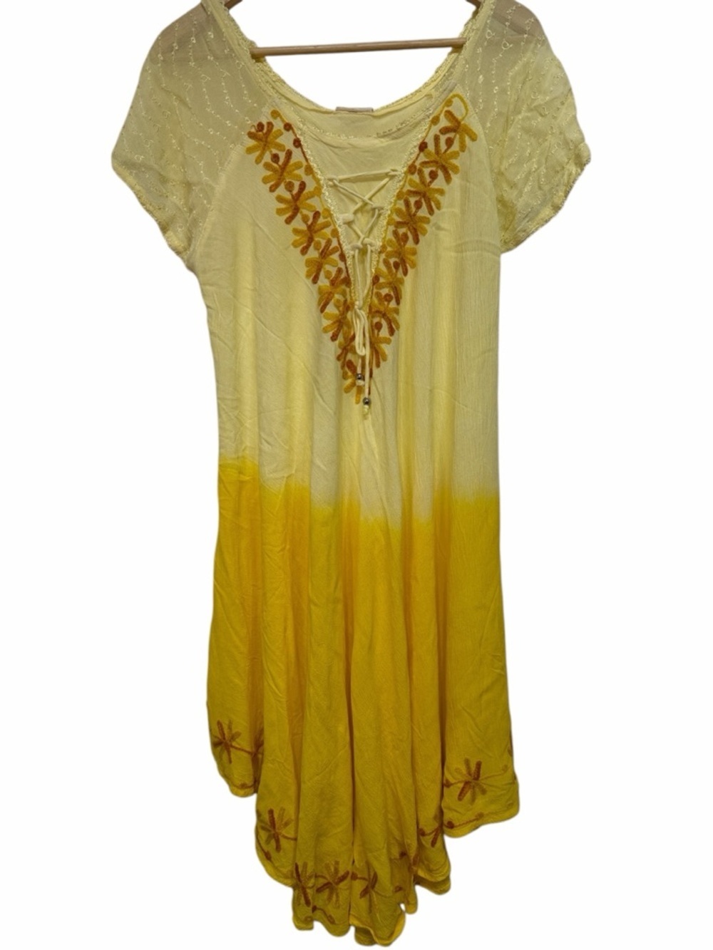 Exist NWT Yellow Ombre Embroidered Rayon Midi Dress one Size - Picture 2 of 8